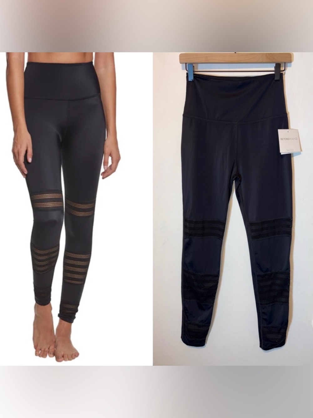 NEW Beyond Yoga Mesh To Impress High Waisted 7/8 Yoga‎ Leggings Black